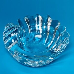 Art Vannes France Lead Crystal Clear Glass Seashell Candy Trinket Dish Beachy‎